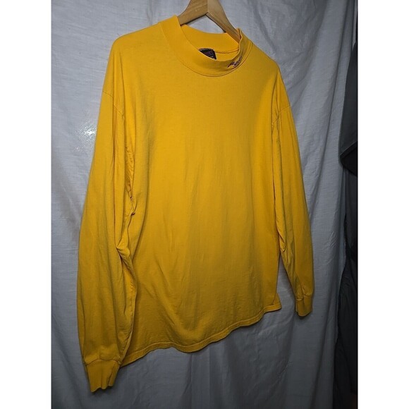 Vintage 90s SOFFE Choice Yellow Long Sleeve Mock Neck T-SHIRT XL Eagles - Picture 3 of 8